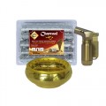 Brass Charcoal Burner Incense Pot + Arab Charcoal Burner Charcoal for Burner 1 Box + Jet Torch Lighter Gasoline